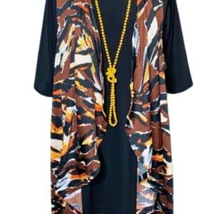 Brown Abstract Long Vest